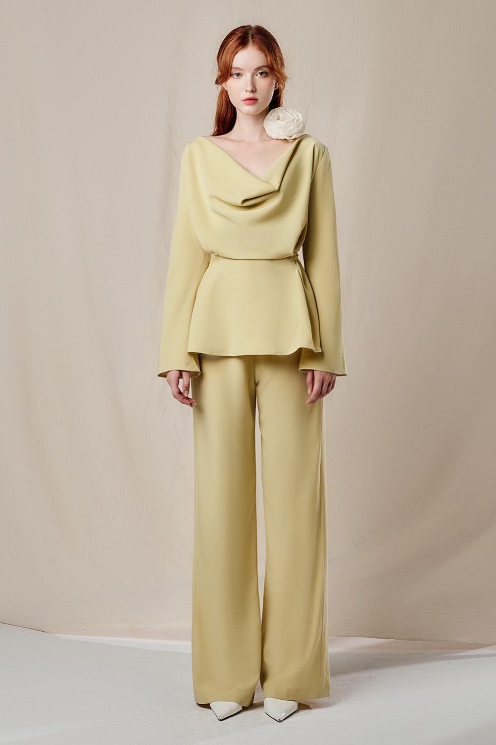 Sunshine Blouson Wide Leg Cotton Silk Floor Length Set - MEAN BLVD