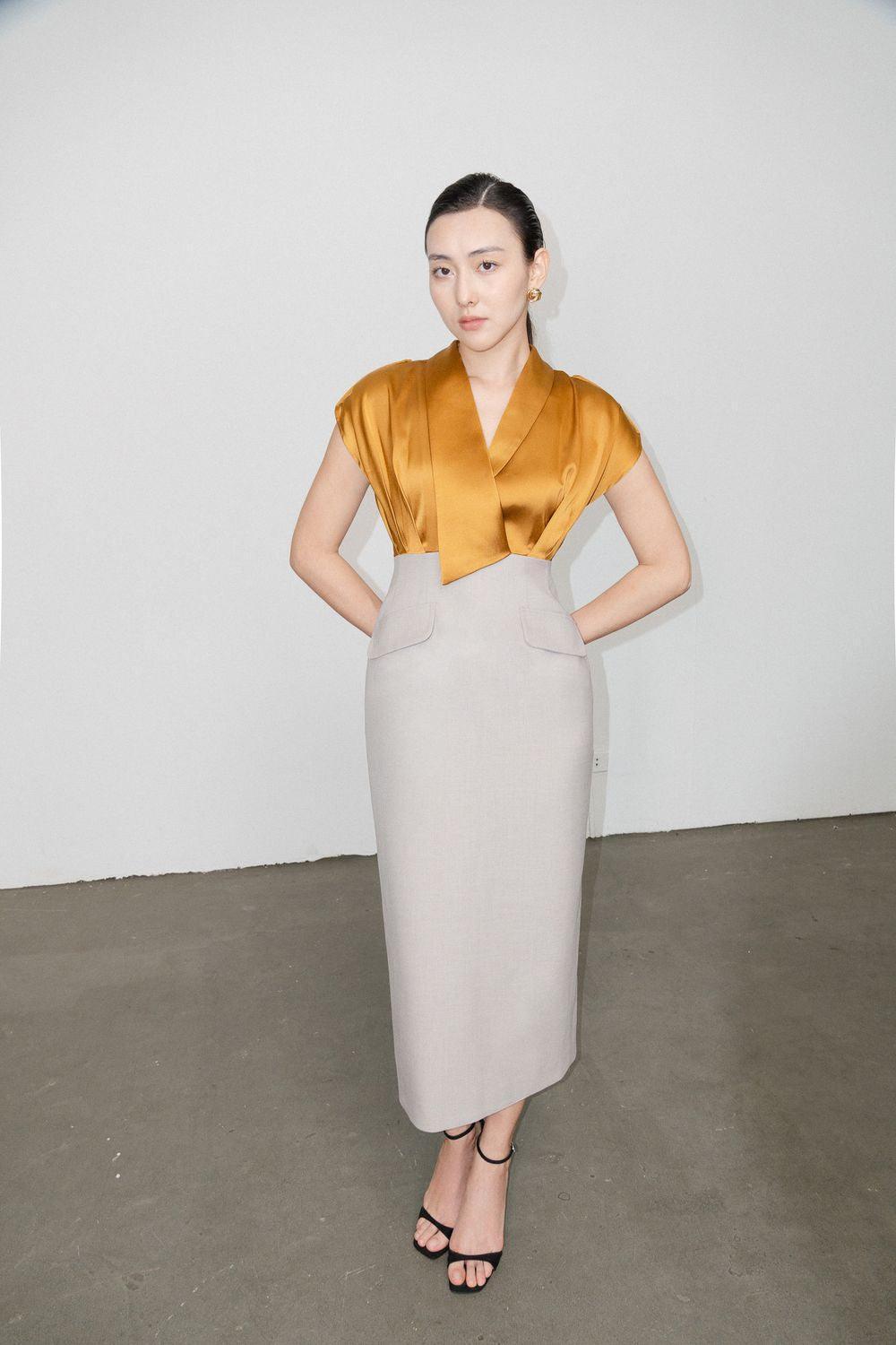 Sutton Pencil Gathered Polycotton Midi Dress - MEAN BLVD