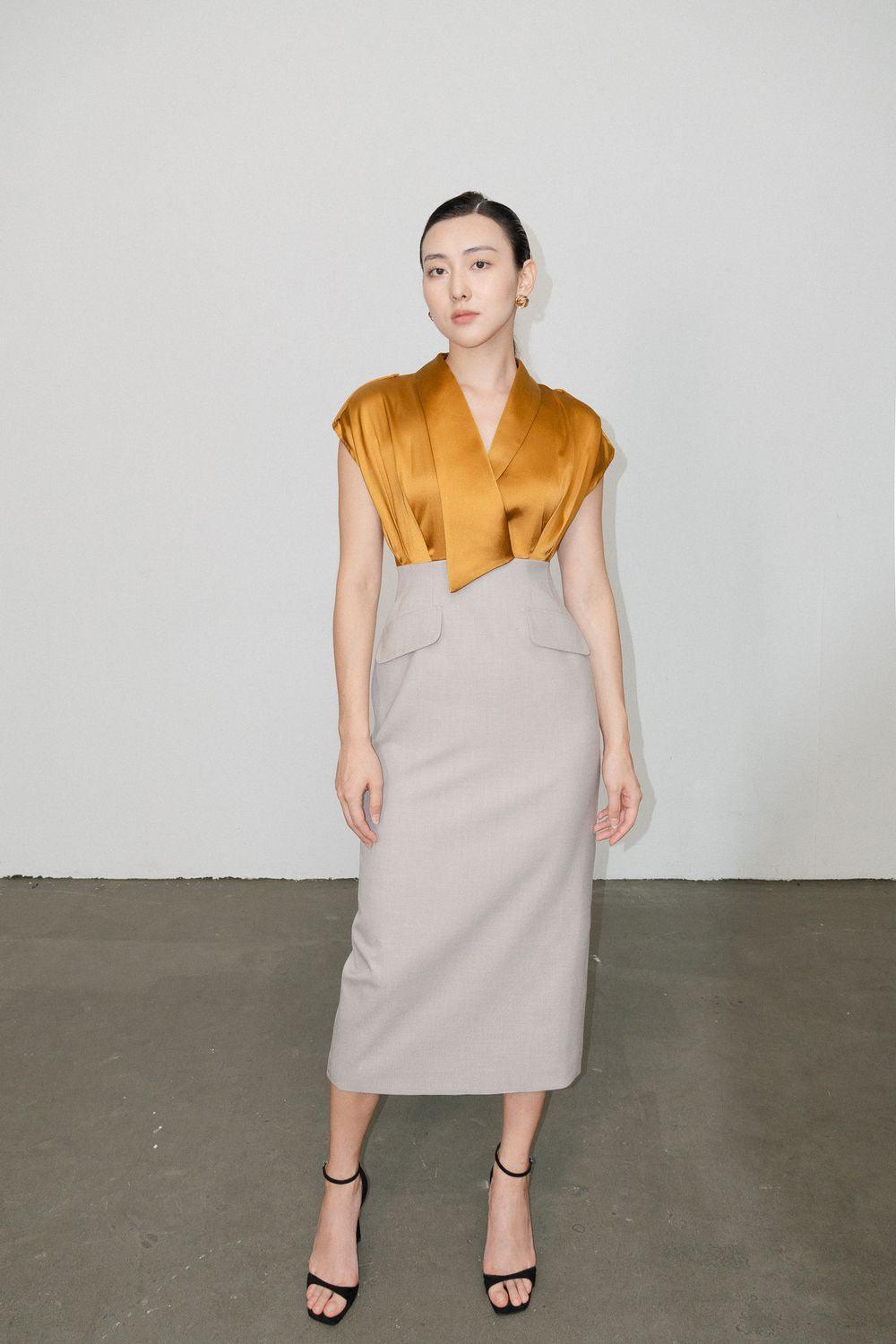 Sutton Pencil Gathered Polycotton Midi Dress - MEAN BLVD