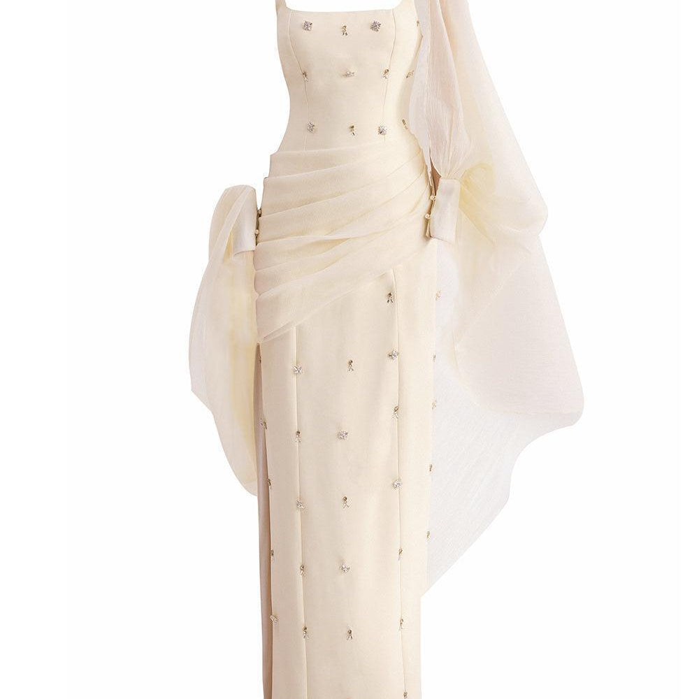 Sylvia Sheath Square Neck Twill Floor Length Dress - MEAN BLVD