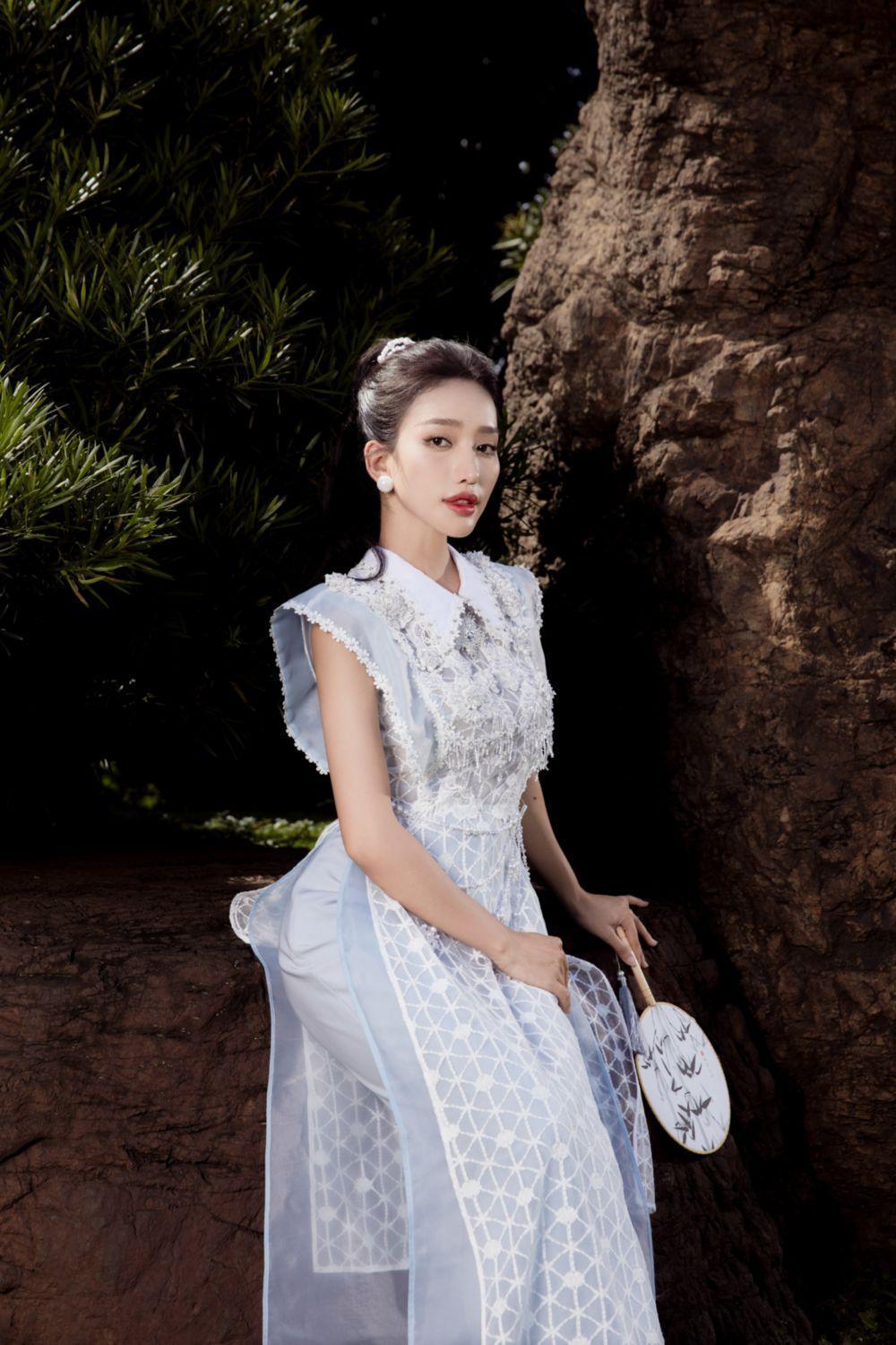 Tam Dan A-line Collared Neck Mesh Lace Floor Length Ao Dai - MEAN BLVD