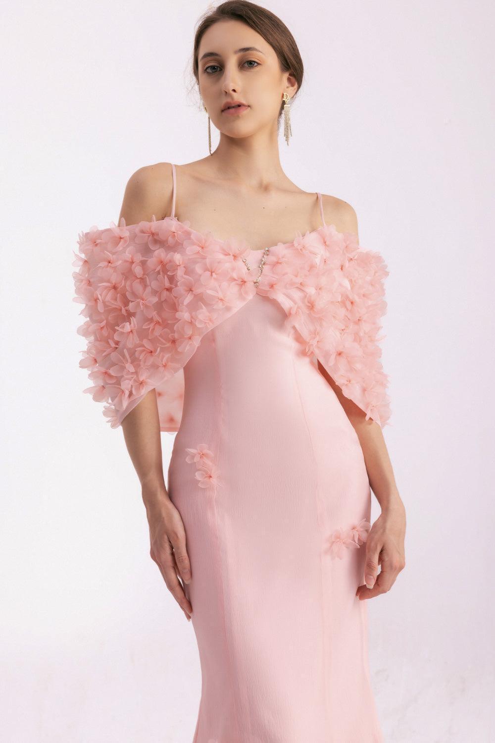 Tanner Trumpet Cold Shoulder Sleeved Silk Organza Floor Length Dress - MEAN BLVD