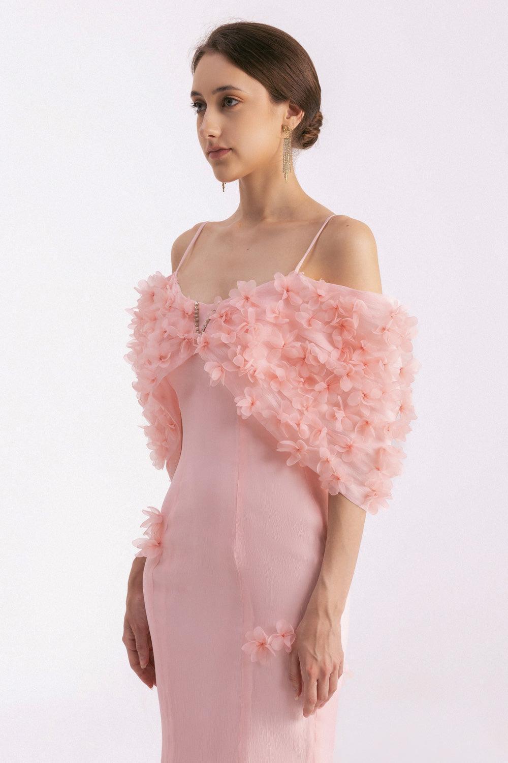 Tanner Trumpet Cold Shoulder Sleeved Silk Organza Floor Length Dress - MEAN BLVD