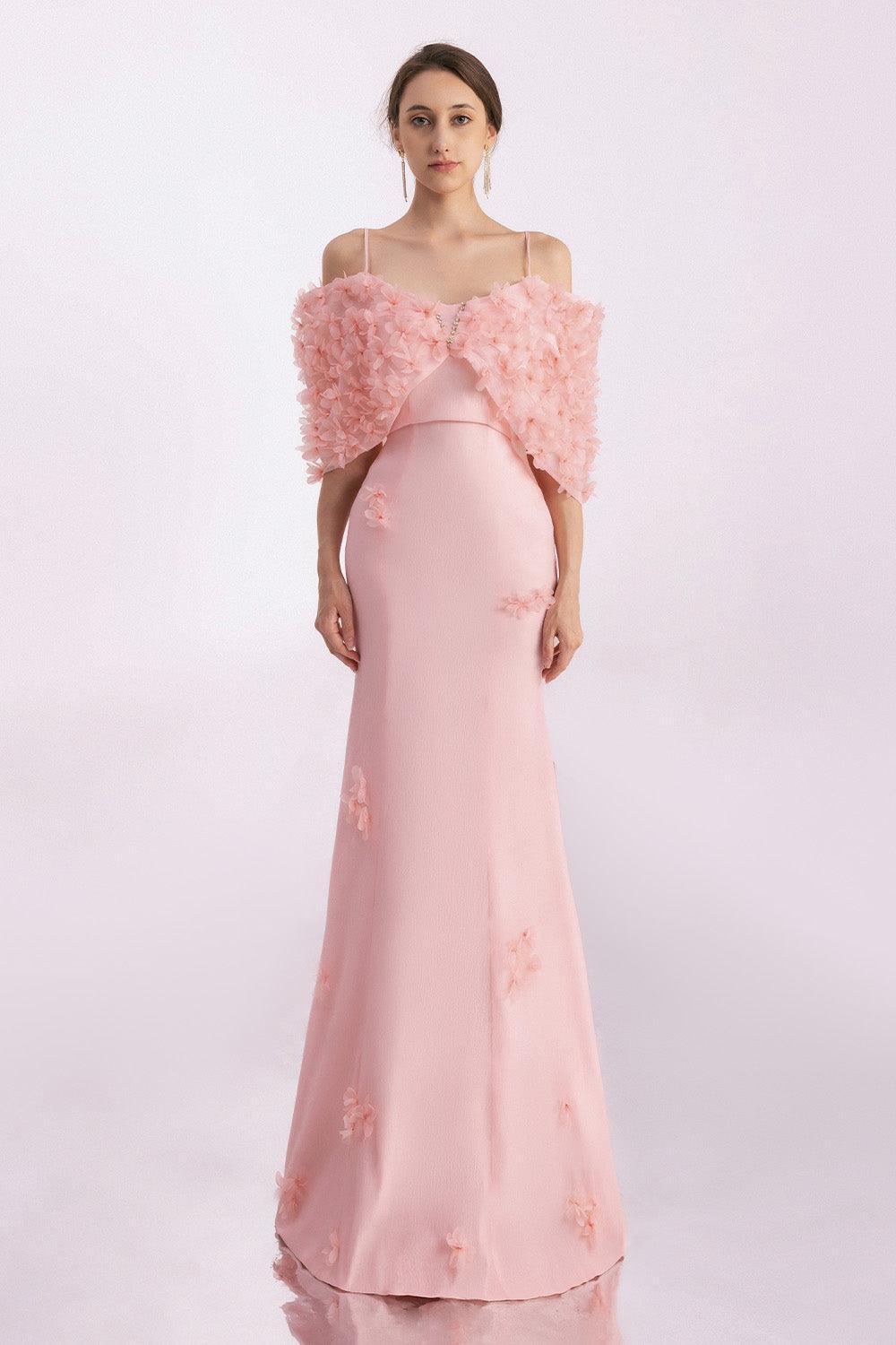 Tanner Trumpet Cold Shoulder Sleeved Silk Organza Floor Length Dress - MEAN BLVD