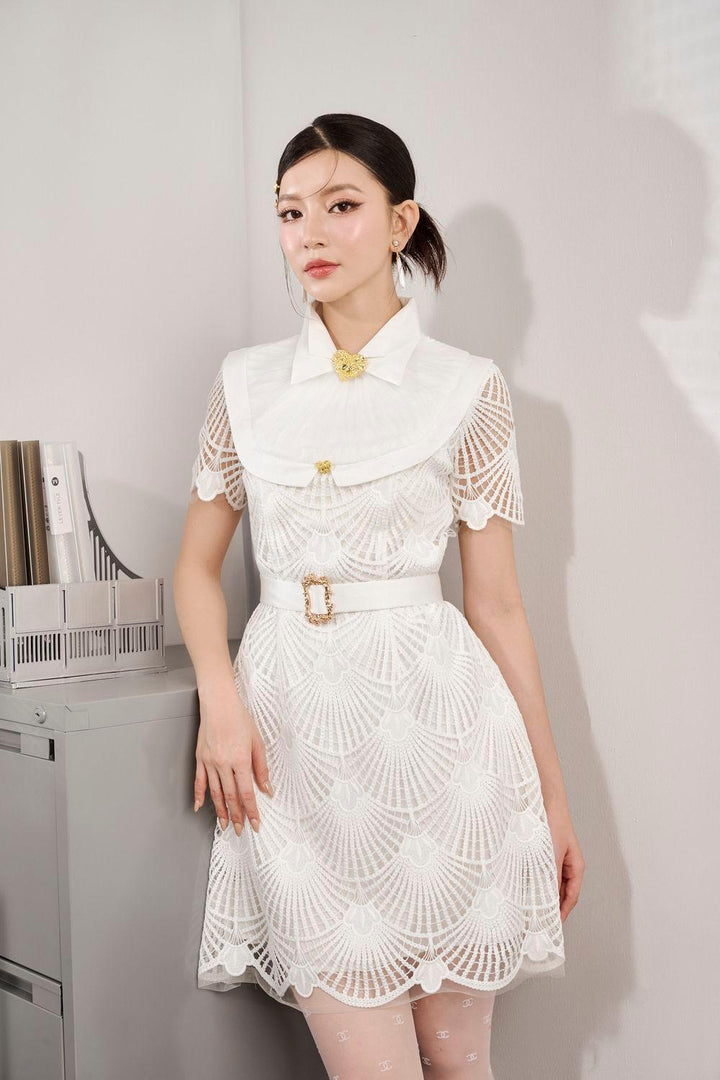 Taren A-line Short Sleeved Lace Mini Dress - MEAN BLVD
