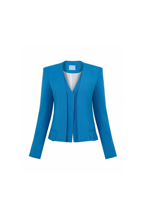 Taylor Cropped Long Sleeved Twill Crepe Blazer - MEAN BLVD