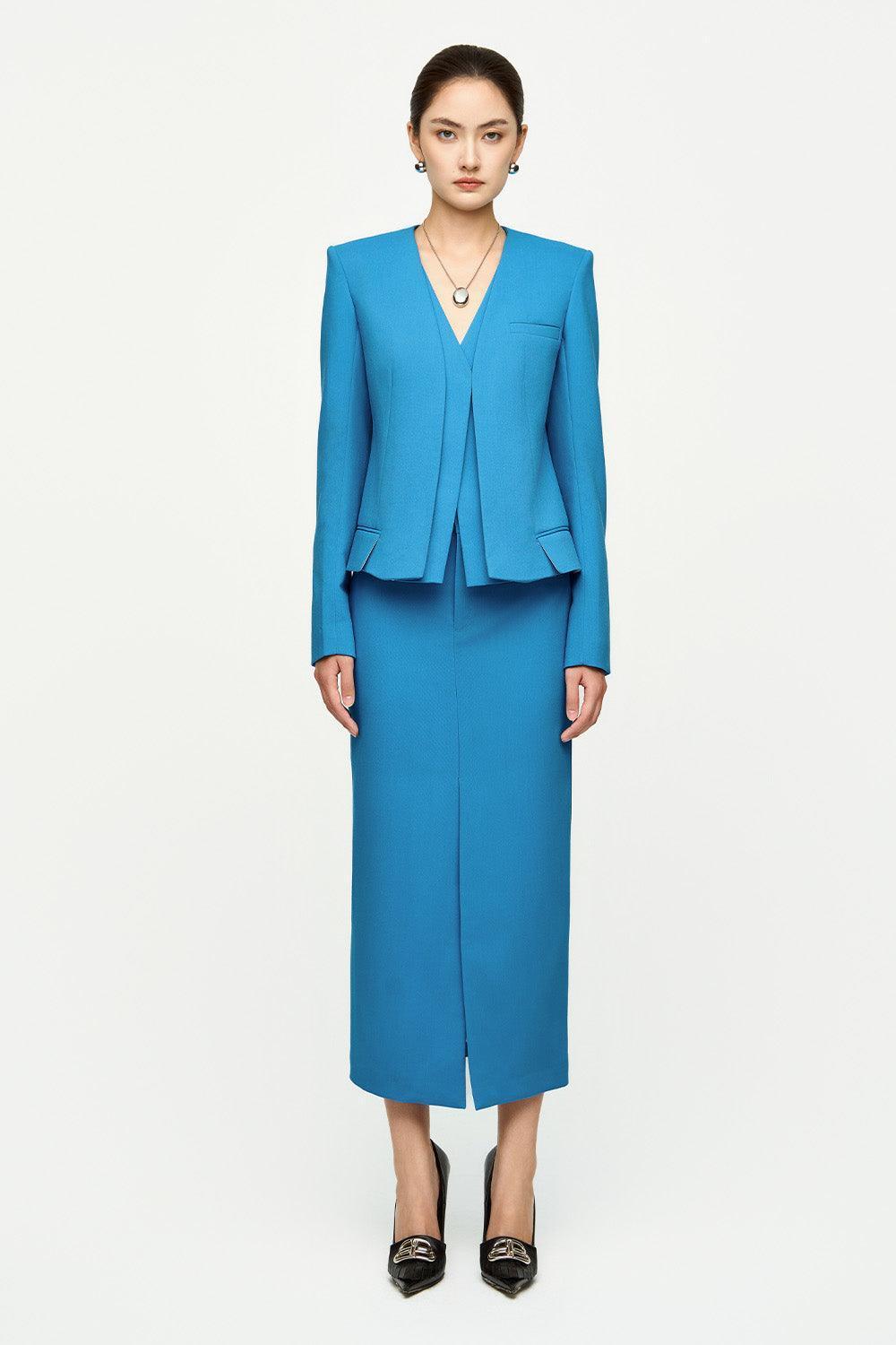 Taylor Cropped Long Sleeved Twill Crepe Blazer - MEAN BLVD