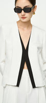 Taylor Cropped Long Sleeved Twill Crepe Blazer - MEAN BLVD