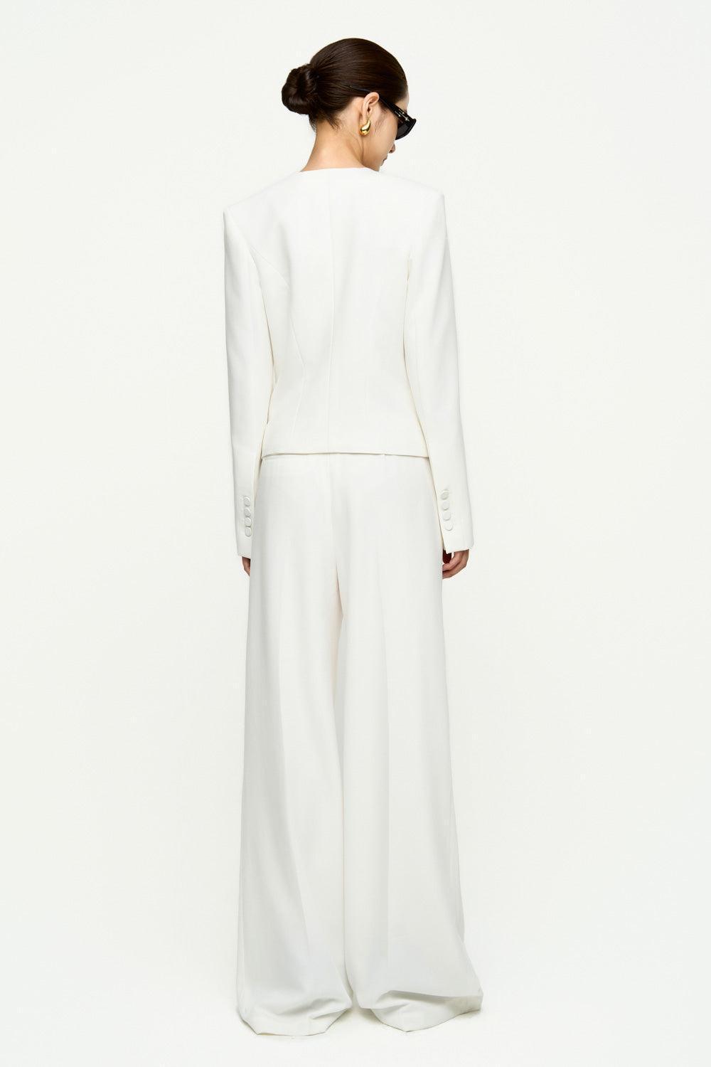 Taylor Cropped Long Sleeved Twill Crepe Blazer - MEAN BLVD