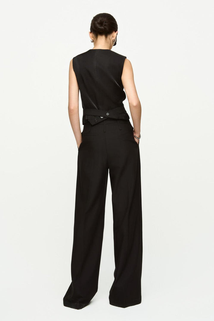 Taylor Straight Wide Leg Twill Crepe Floor Length Pants - MEAN BLVD