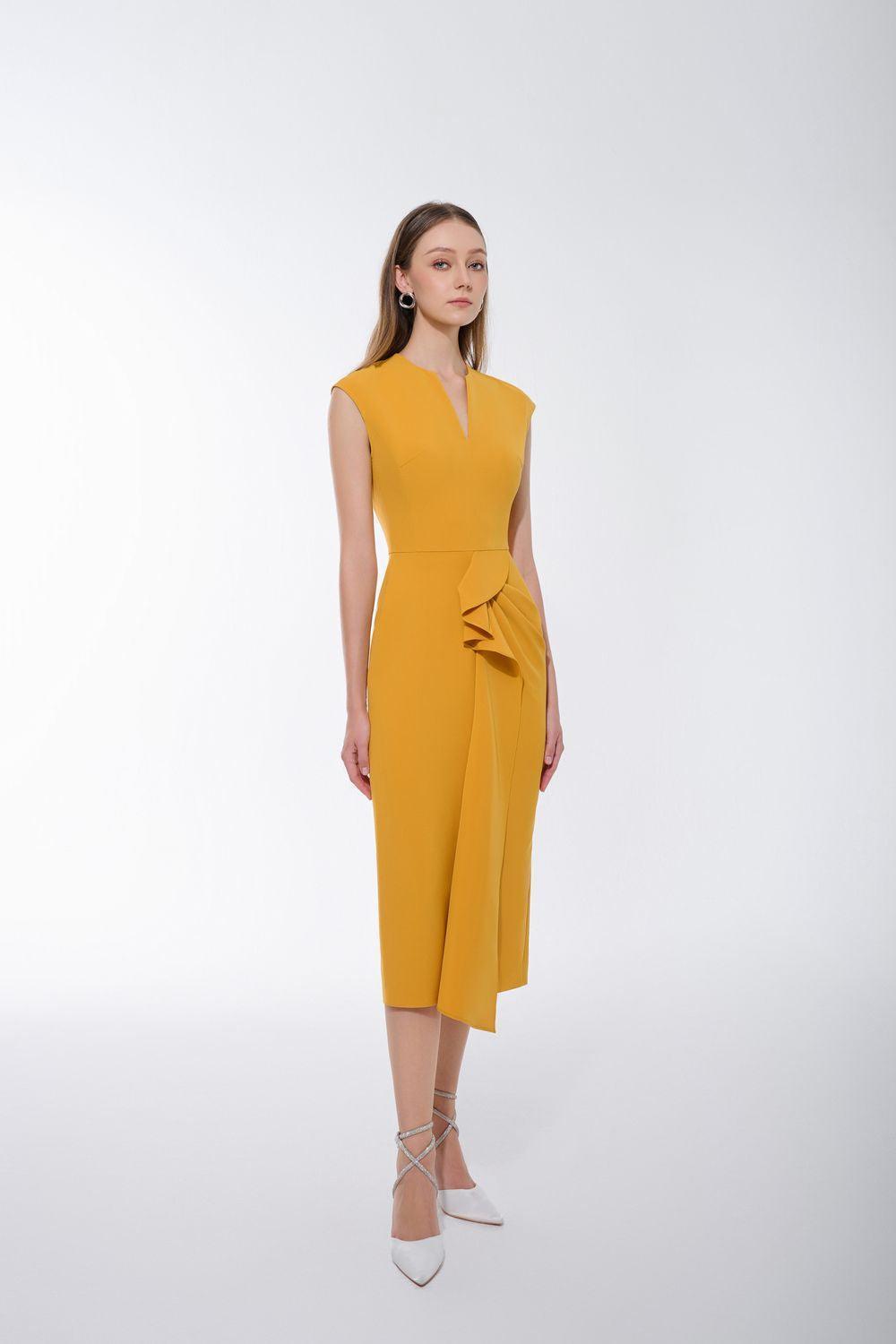 V-Neck Crepe Dress