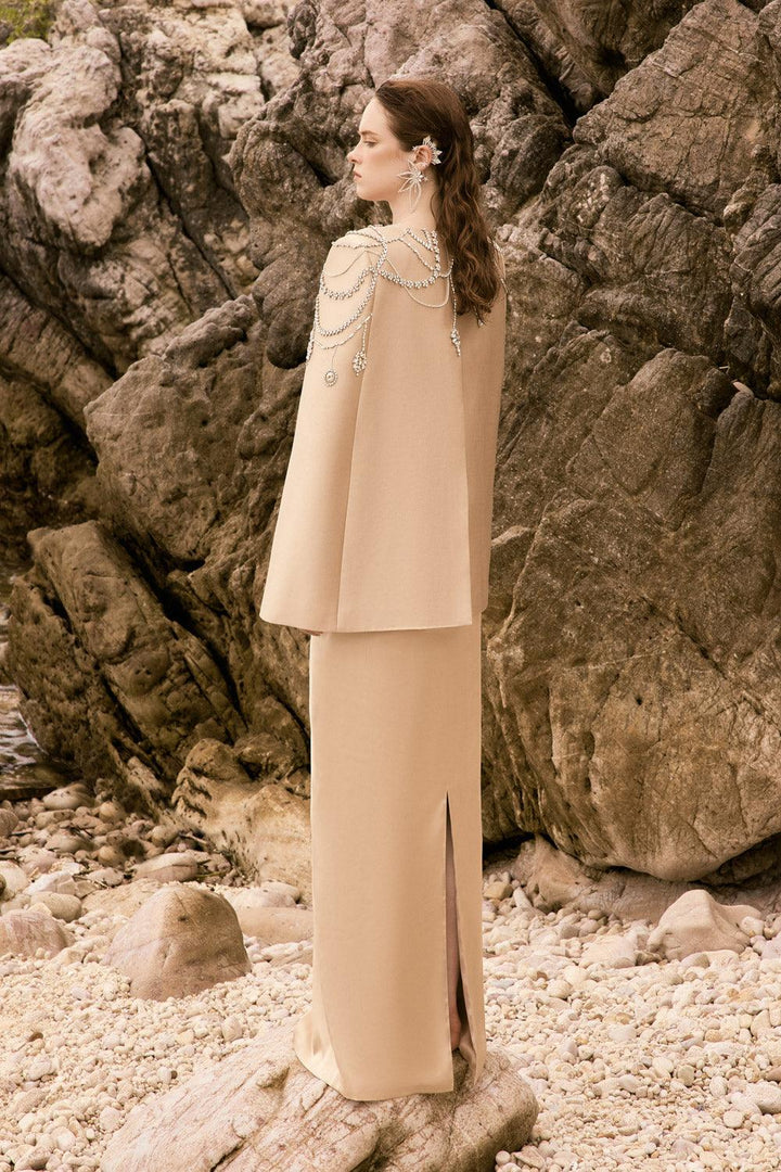Teresa Straight Back Slit Silk Satin Floor Length Dress - MEAN BLVD