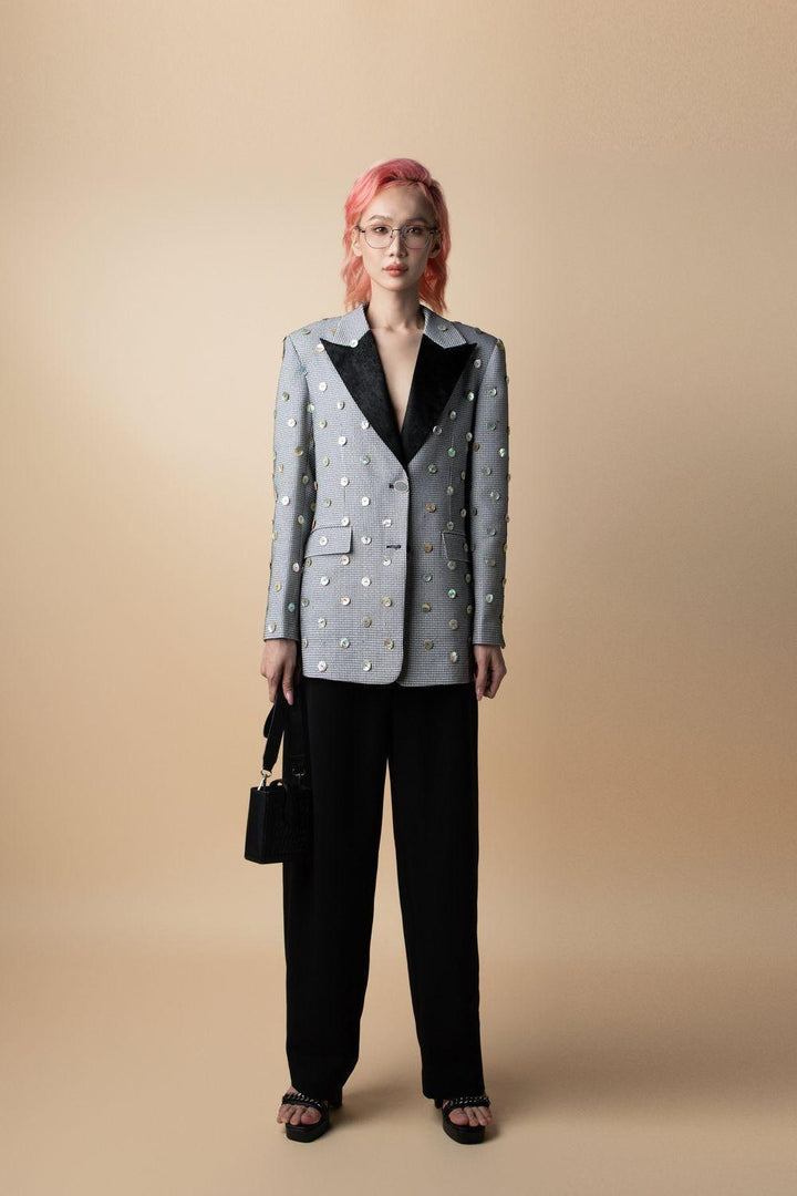 Teresa Straight Peak Lapel Brocade Blazer - MEAN BLVD