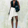 Terraced Asymmetric Back Zipper Twill Calf Length Skirt - MEAN BLVD