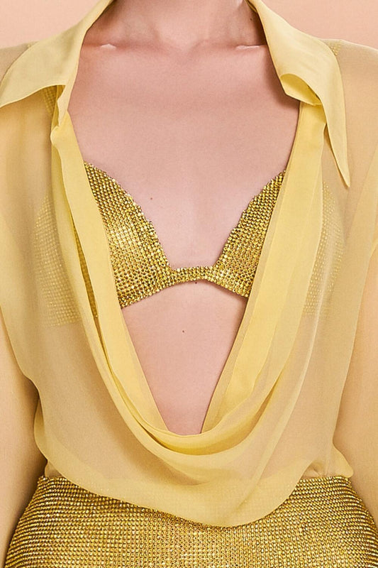 Tessa Straight Cowl Neck Chiffon Top - MEAN BLVD