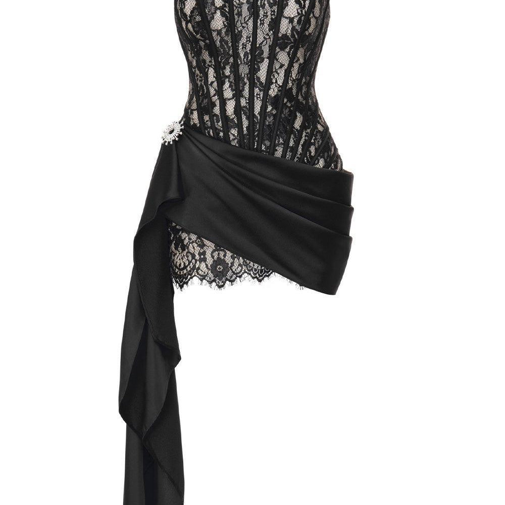 Tessa Strapless Scoop Neck Mesh Sequin Mini Dress - MEAN BLVD