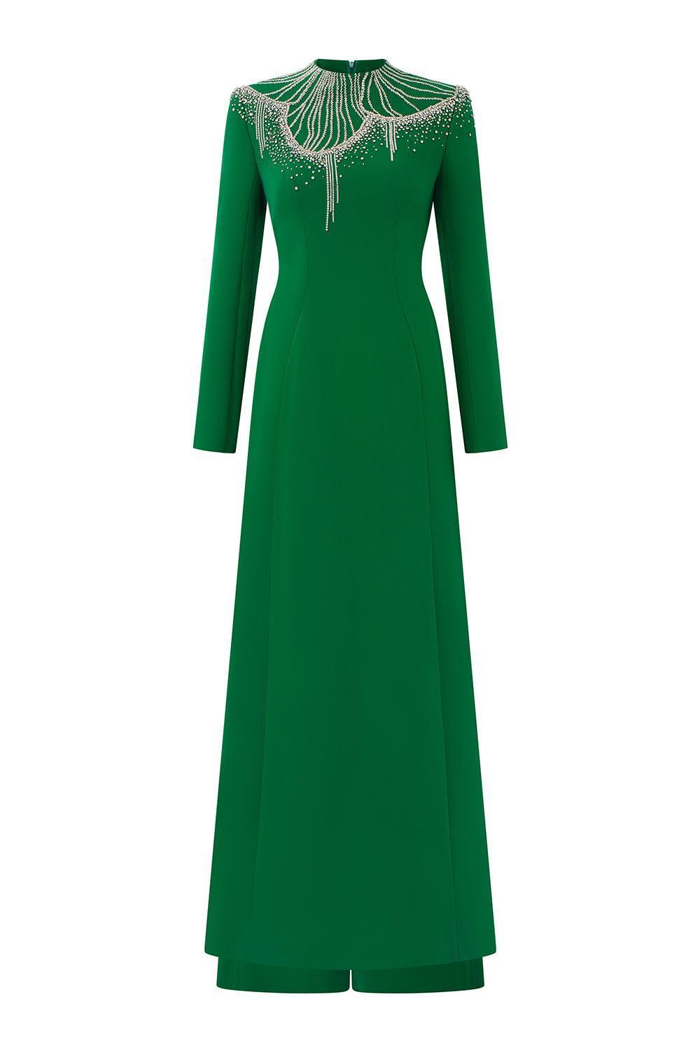 Textur A-line Stone Velvet Satin Floor Length Ao Dai - MEAN BLVD
