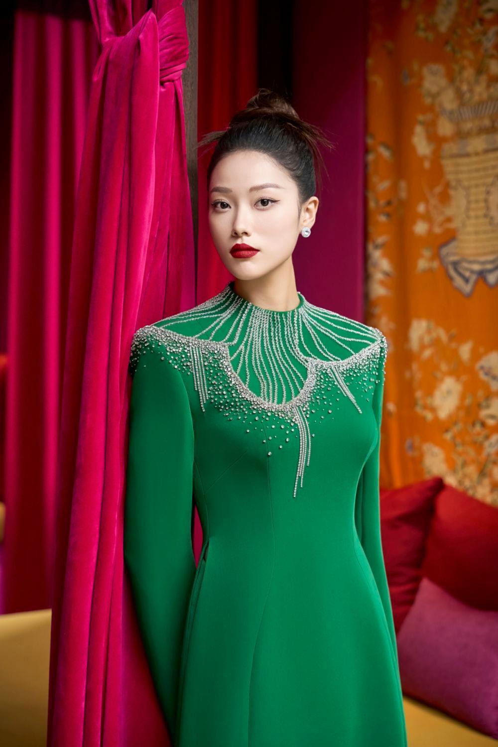 Textur A-line Stone Velvet Satin Floor Length Ao Dai - MEAN BLVD
