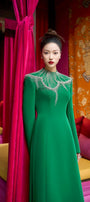 Textur A-line Stone Velvet Satin Floor Length Ao Dai - MEAN BLVD