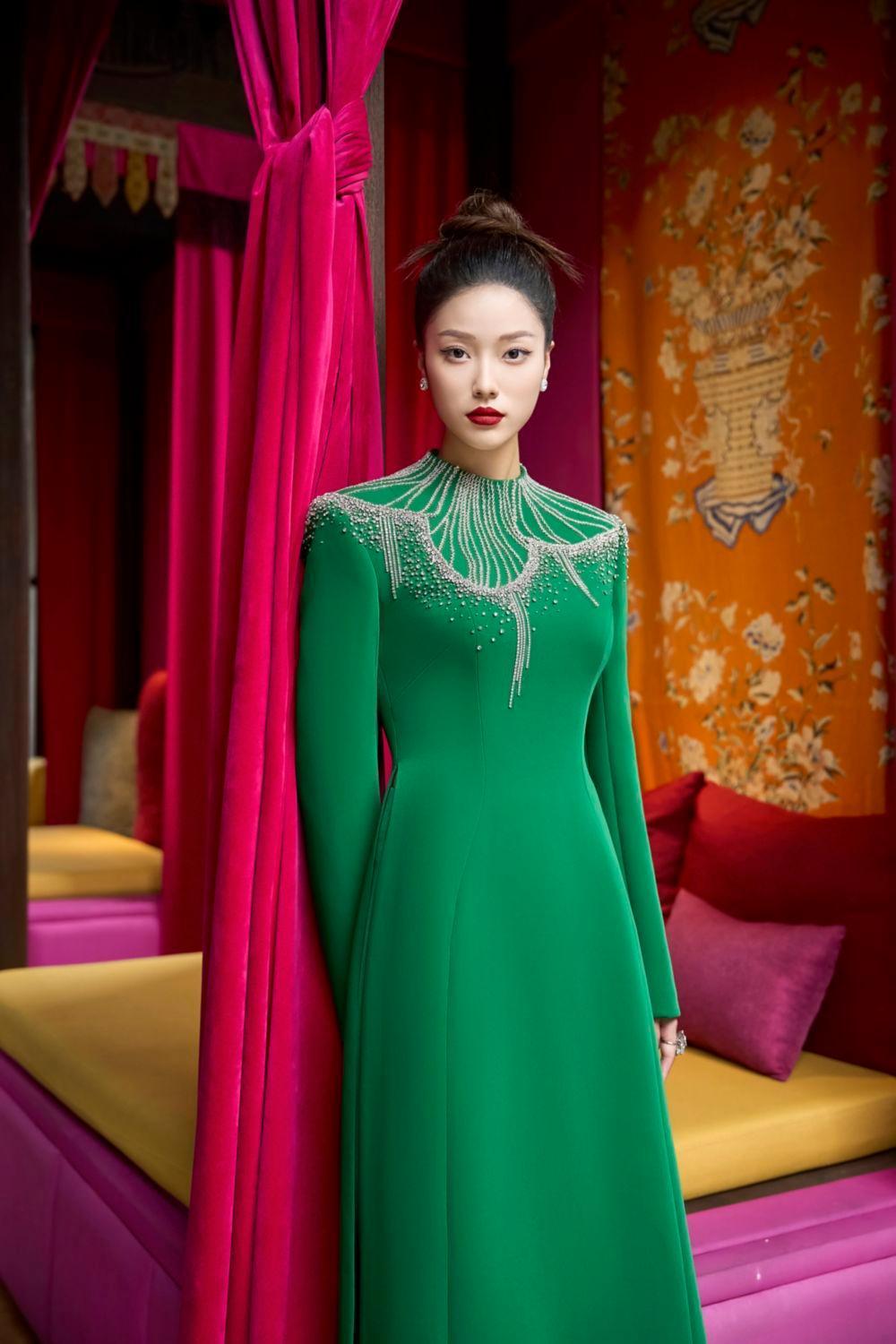 Textur A-line Stone Velvet Satin Floor Length Ao Dai - MEAN BLVD