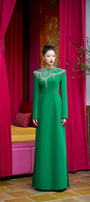 Textur A-line Stone Velvet Satin Floor Length Ao Dai - MEAN BLVD