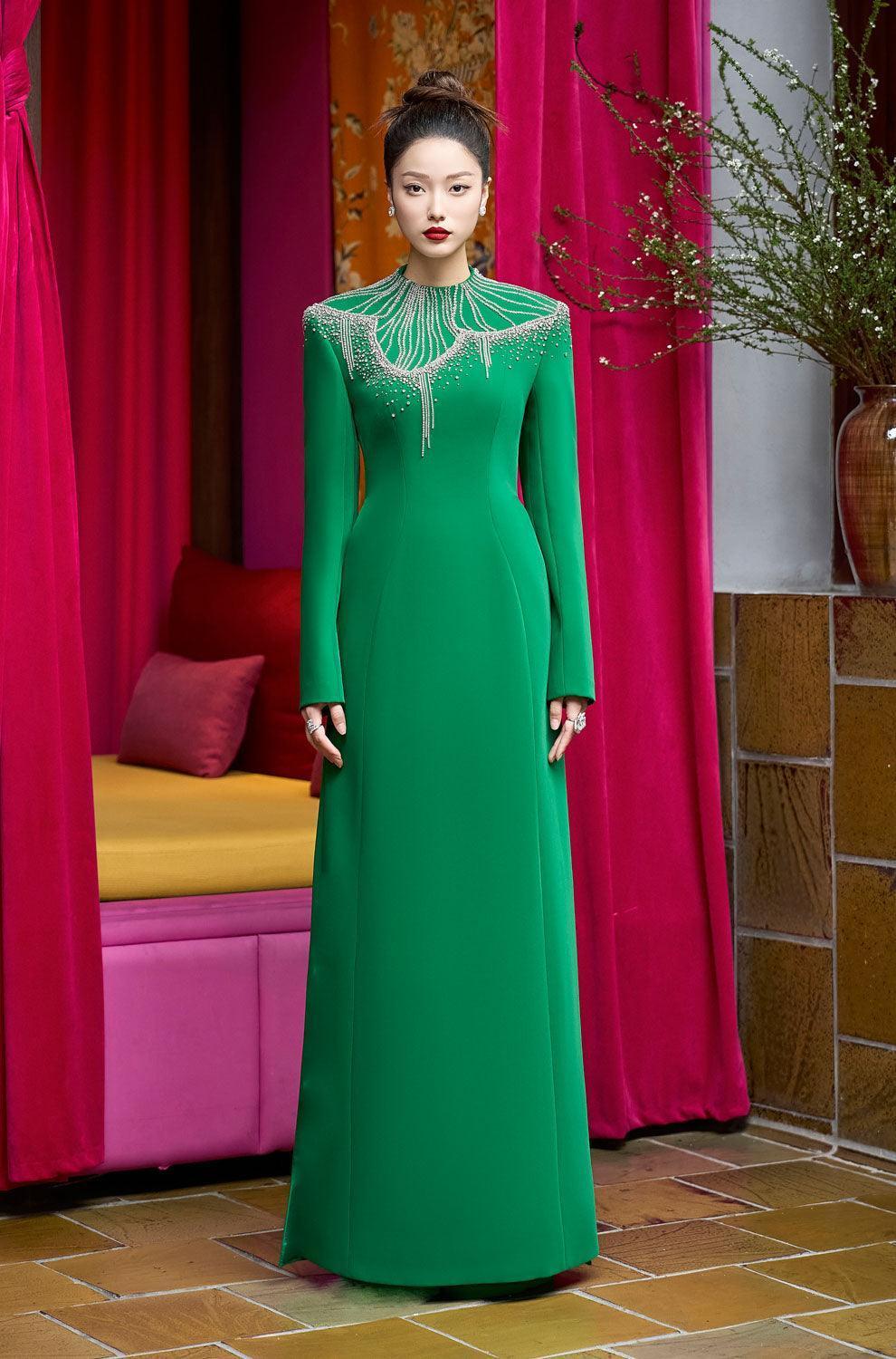 Textur A-line Stone Velvet Satin Maxi Dress - MEAN BLVD