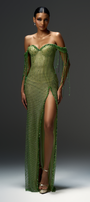 Cillian Sheath Off-Shoulder Mesh Floor Length Dress