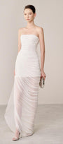 Thalon Strapless Gathered Organza Spandex Maxi Dress - MEAN BLVD