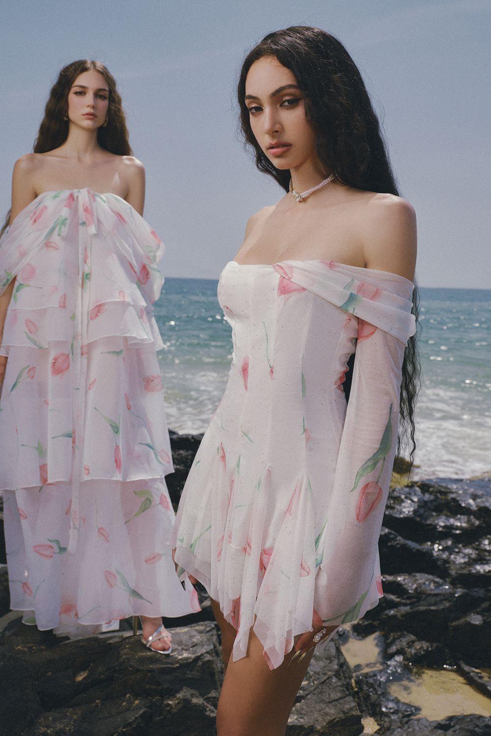 The Dew Drop Waist Off-Shoulder Spandex Mini Dress - MEAN BLVD