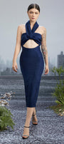 The Dorph Bodycon Twisted Silk Midi Dress - MEAN BLVD