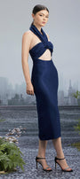 The Dorph Bodycon Twisted Silk Midi Dress - MEAN BLVD