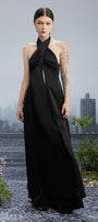 The Edge Halter Twisted Silk Floor Length Set - MEAN BLVD