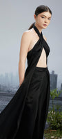 The Edge Halter Twisted Silk Floor Length Set - MEAN BLVD
