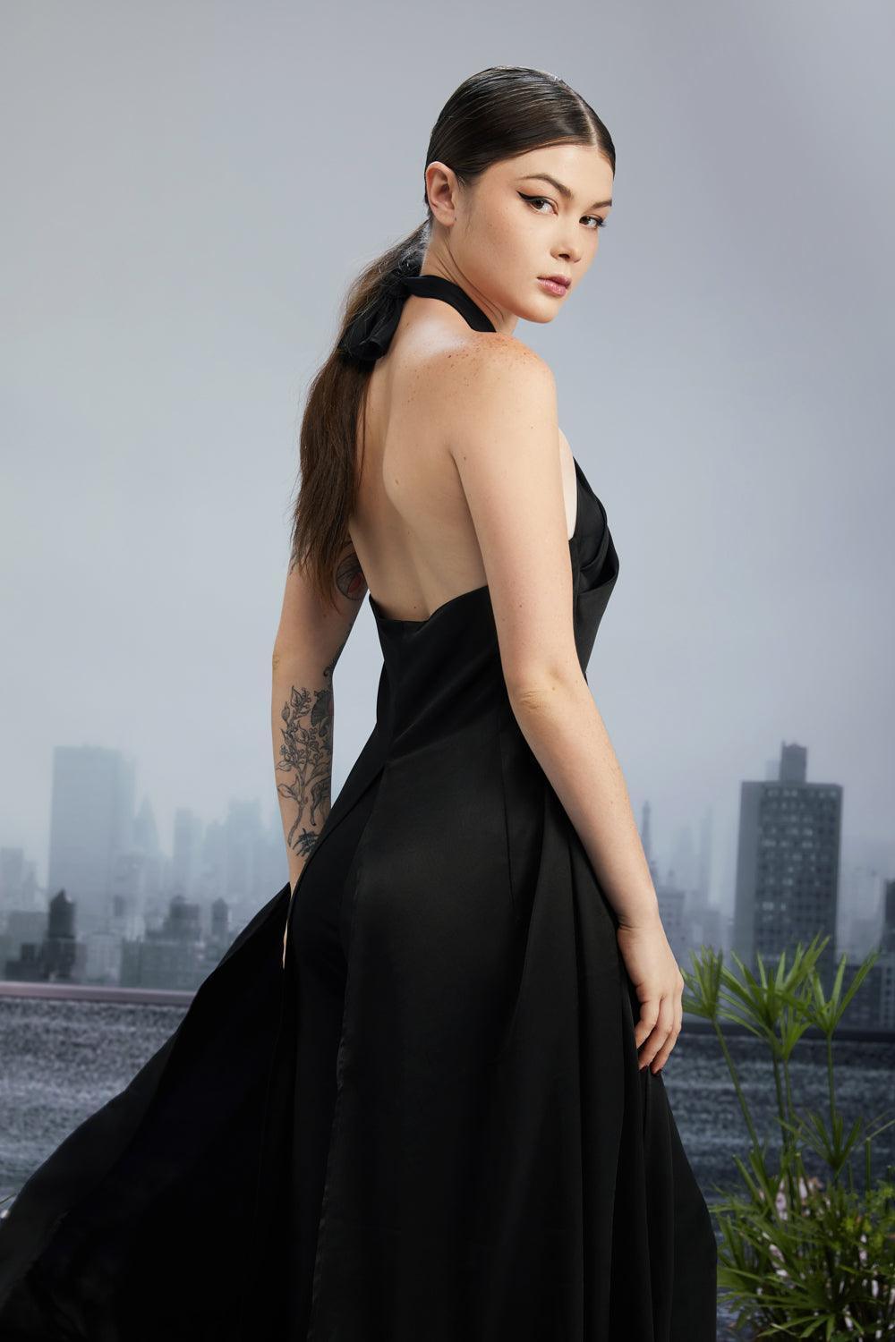 The Edge Halter Twisted Silk Floor Length Set - MEAN BLVD