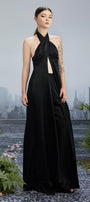 The Edge Halter Twisted Silk Floor Length Set - MEAN BLVD