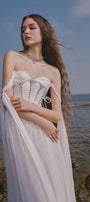 The Lake Gathered Sweetheart Neck Chiffon Floor Length Dress - MEAN BLVD