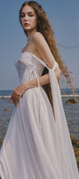 The Lake Gathered Sweetheart Neck Chiffon Floor Length Dress - MEAN BLVD