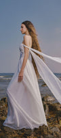 The Lake Gathered Sweetheart Neck Chiffon Floor Length Dress - MEAN BLVD