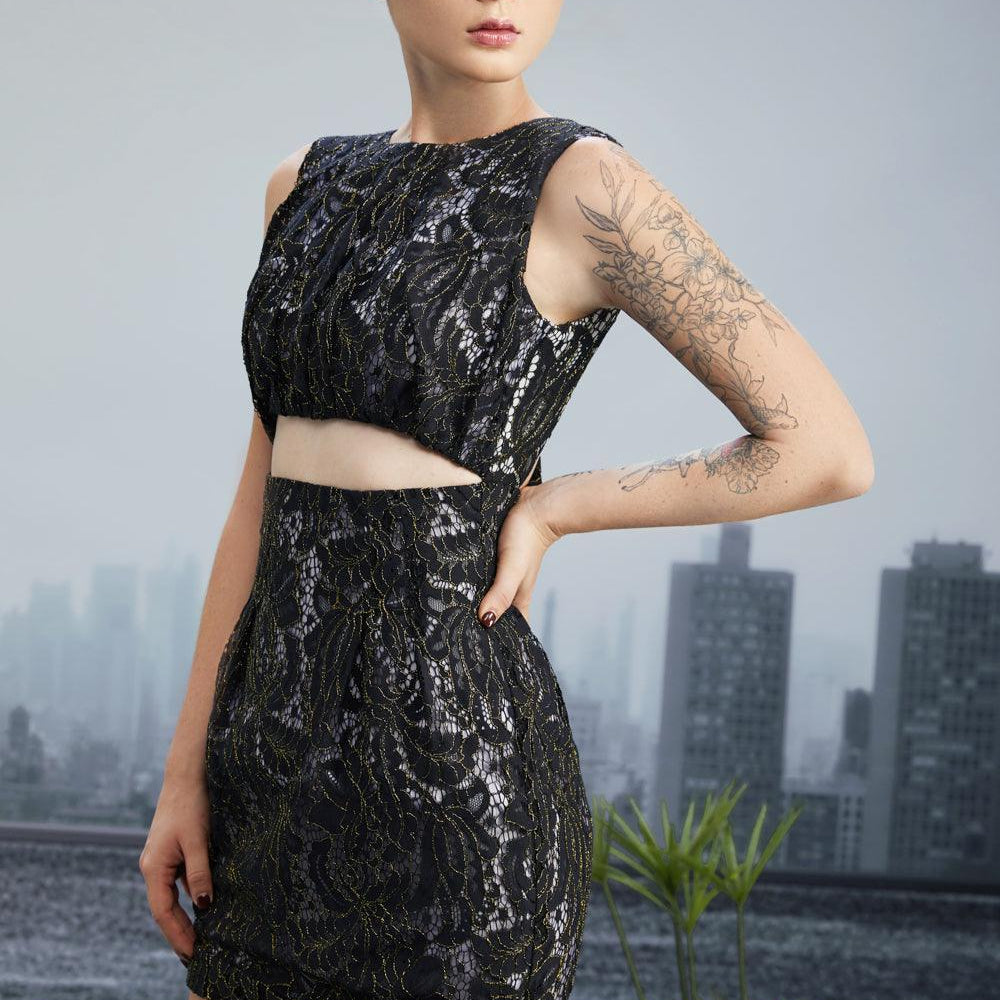 The Sumerian Bodycon Cut-Out Silk Lace Mini Dress - MEAN BLVD