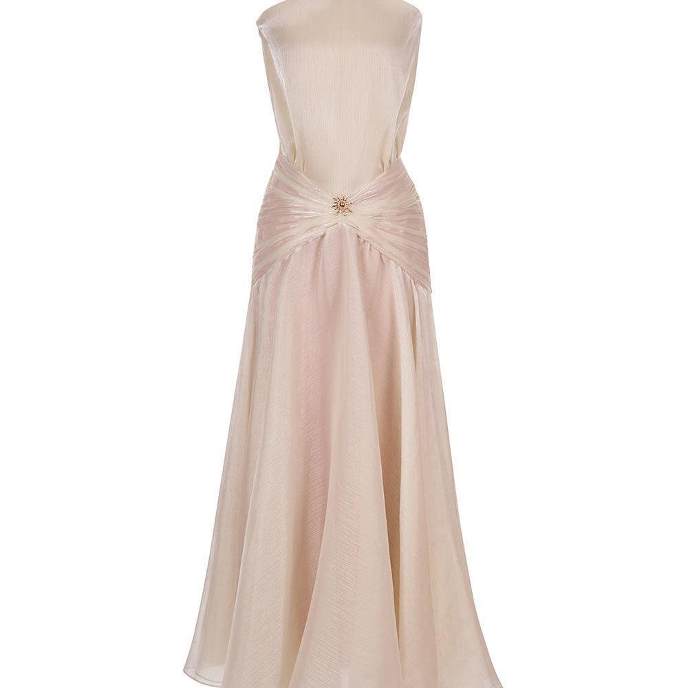 The Sun Halter Sleeveless Chiffon Floor Length Dress - MEAN BLVD