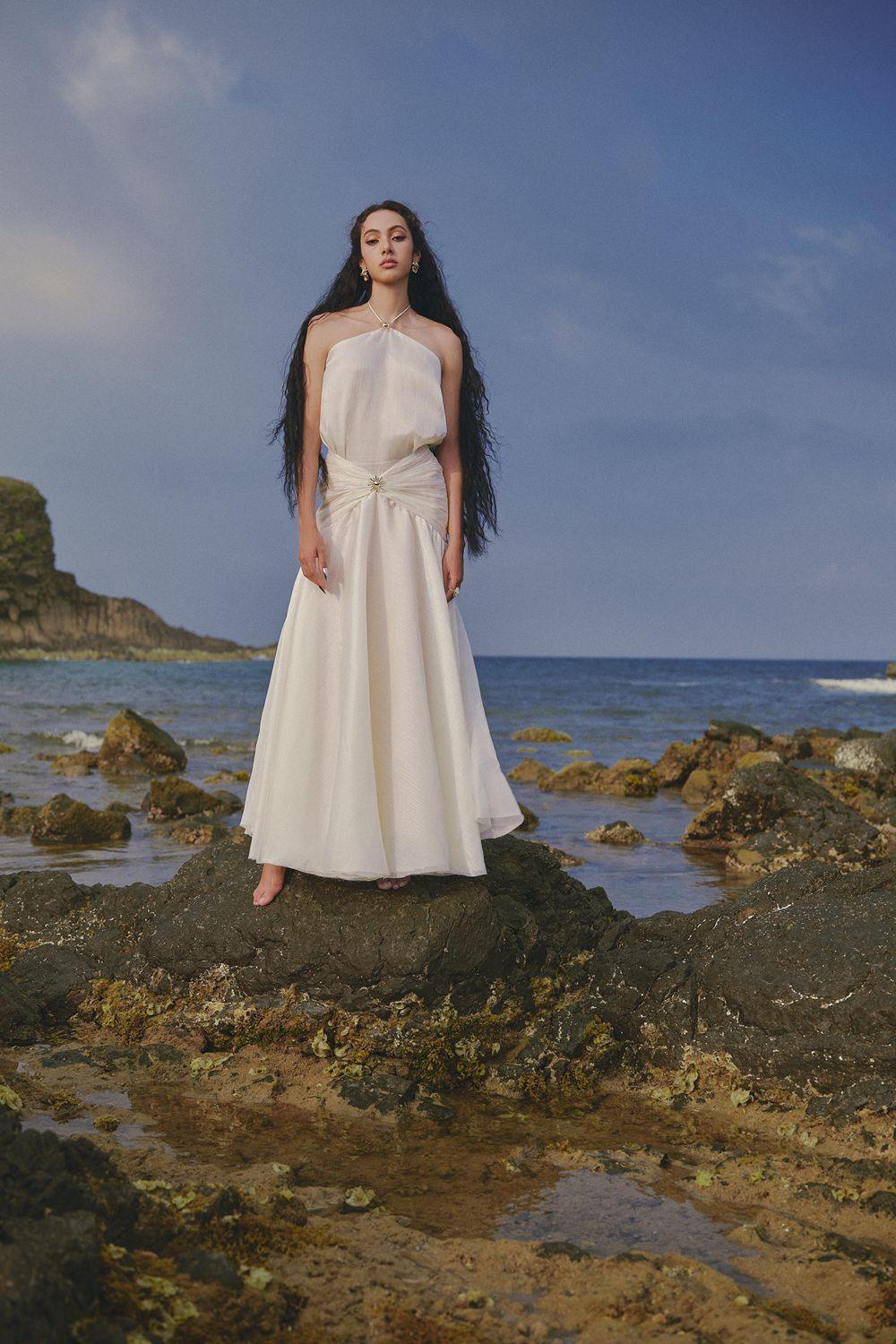 The Sun Halter Sleeveless Chiffon Floor Length Dress - MEAN BLVD