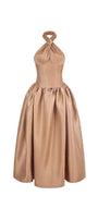 The Wood Fit and Flare Crossover Neck Taffeta Ankle Length Dress - MEAN BLVD