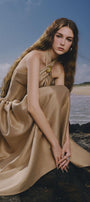 The Wood Fit and Flare Crossover Neck Taffeta Ankle Length Dress - MEAN BLVD