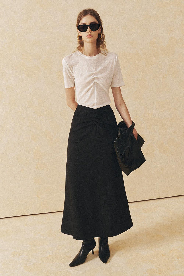 Thea A-line Gathered Cotton Ankle Length Skirt - MEAN BLVD