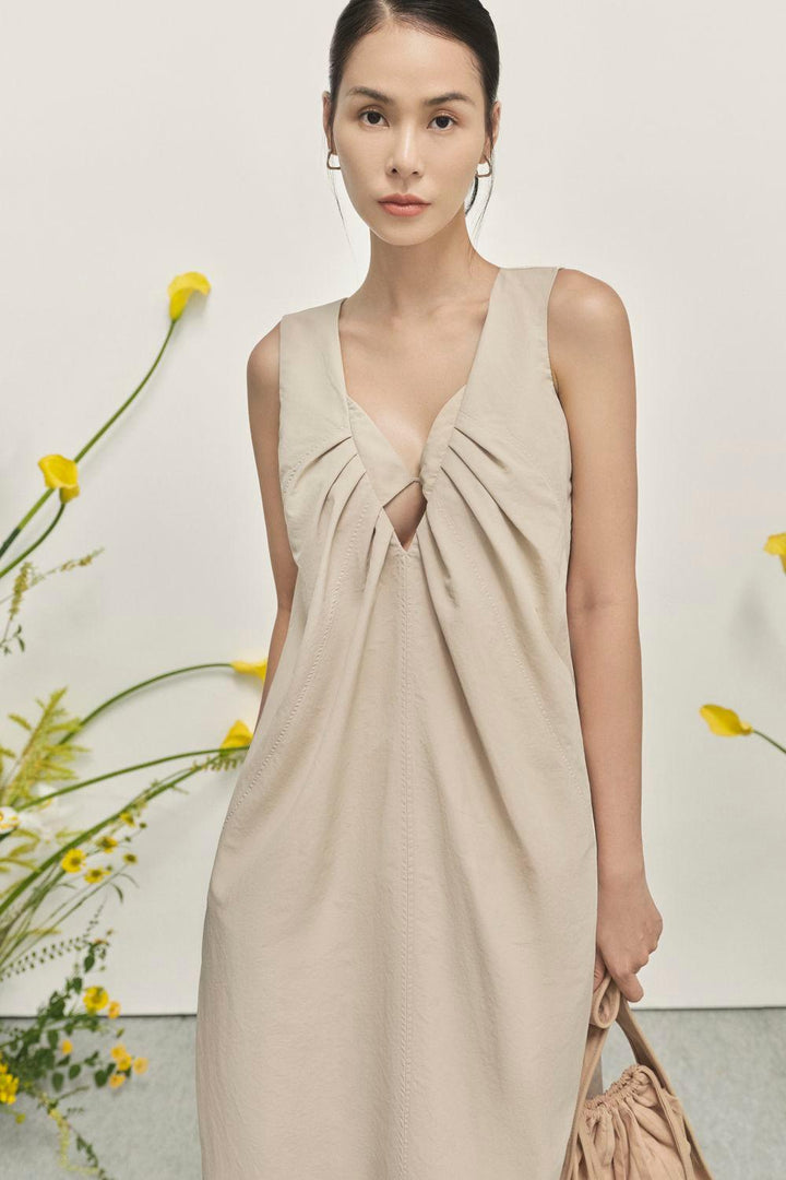 Thea A-line V-Neck Cotton Maxi Dress - MEAN BLVD