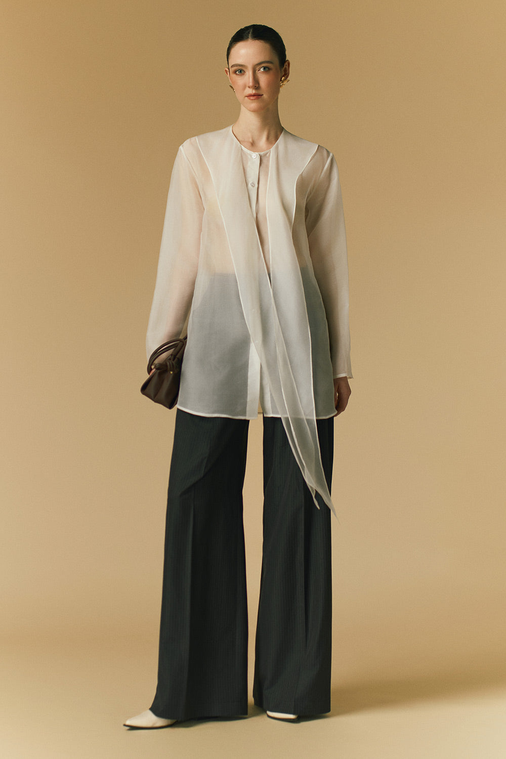 Velora Straight Ribbed Wool Blend Floor Length Pants