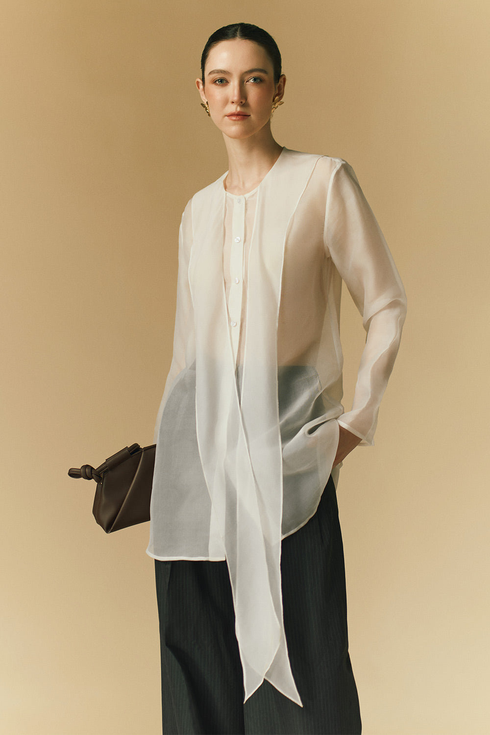 Velora Straight Ribbed Wool Blend Floor Length Pants