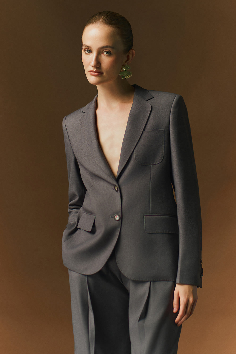 Velora Straight Ribbed Wool Blend Floor Length Pants