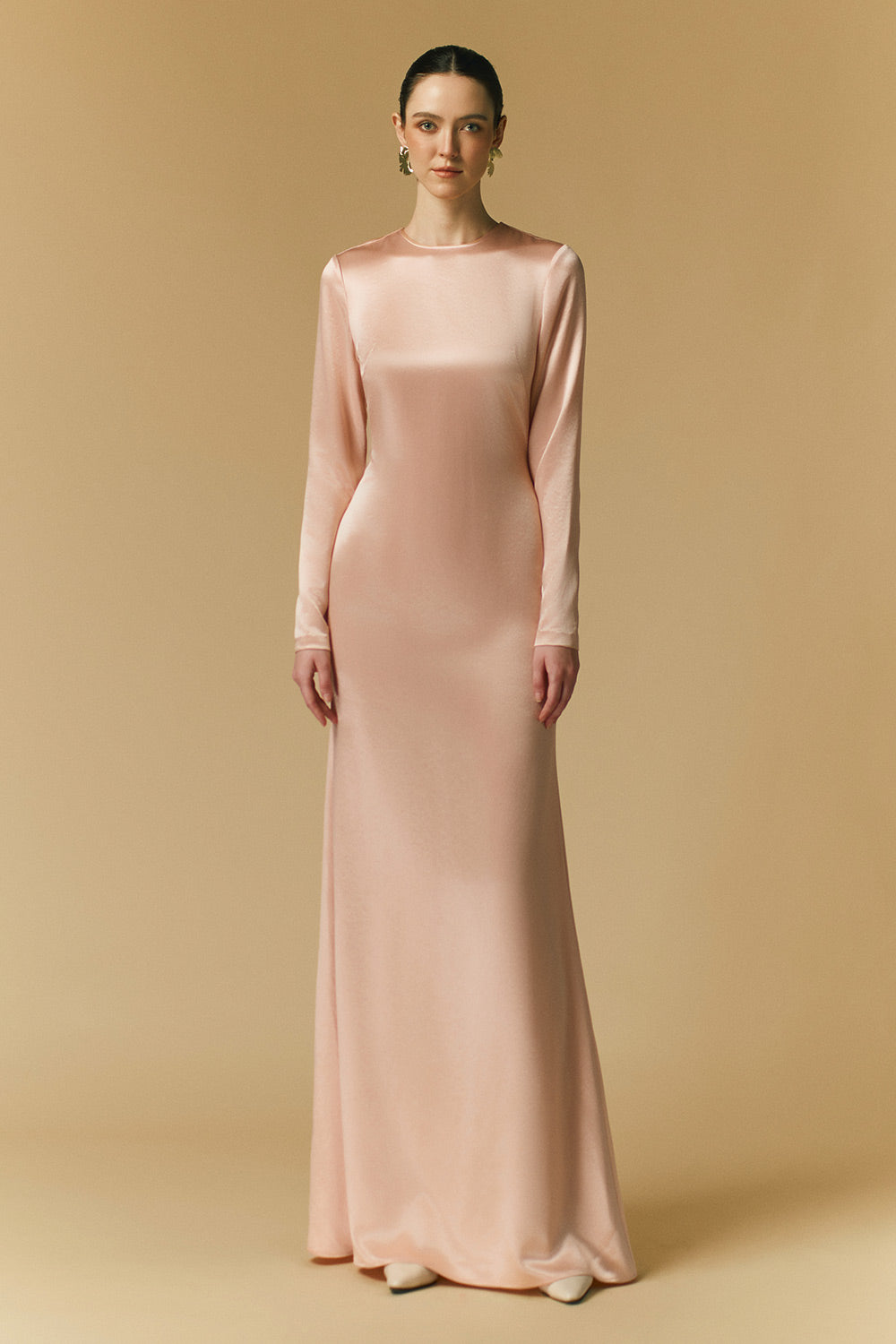 Mira A-line Long Sleeved Polyester Maxi Dress
