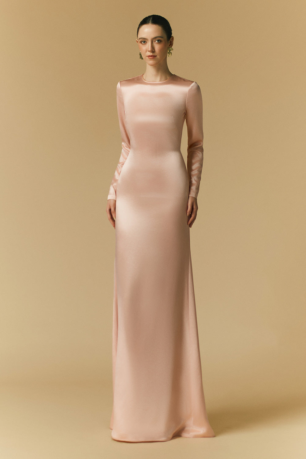 Mira A-line Long Sleeved Polyester Maxi Dress